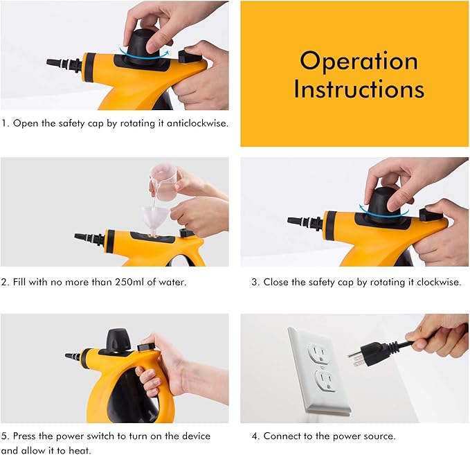 Handheld Steam Cleaner Pressurized Multi-Surface Steam Cleaner with 11pcs Accessories Chemical Free Multi-Purpose Steam Cleaners for Home Use Steamer for Cleaning Floor Tile Windows Couch Grout