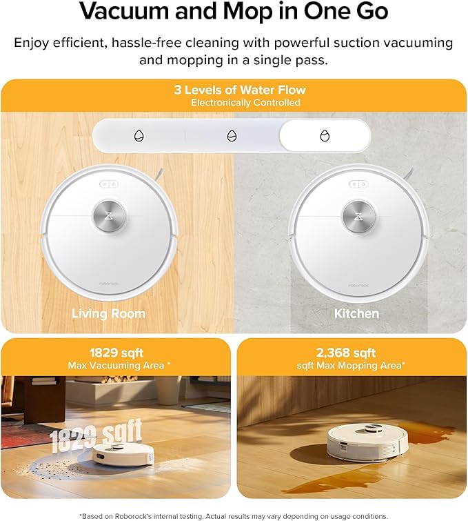 roborock Q7 M5+ Robot Vacuum and Mop Upgraded from Q5 Max+ Up to 7-9 Weeks Self-Empty 10000Pa Suction Dual Anti-Tangle System for Pet Hair &amp Carpet PreciSense LiDAR Navigation App Control W