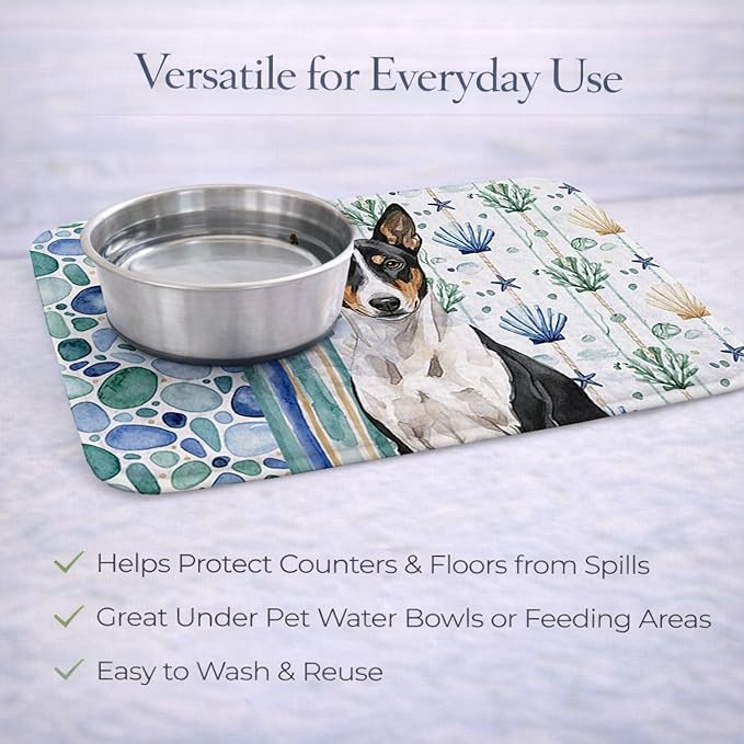 Caroline's Treasures Black and White Basenji Coastal Sea Glass Dish Drying Mat Absorbent Dish Drying Mat Pad for Kitchen Counter Dish Drainer Mat for Countertop 14 x 21 Multicolor