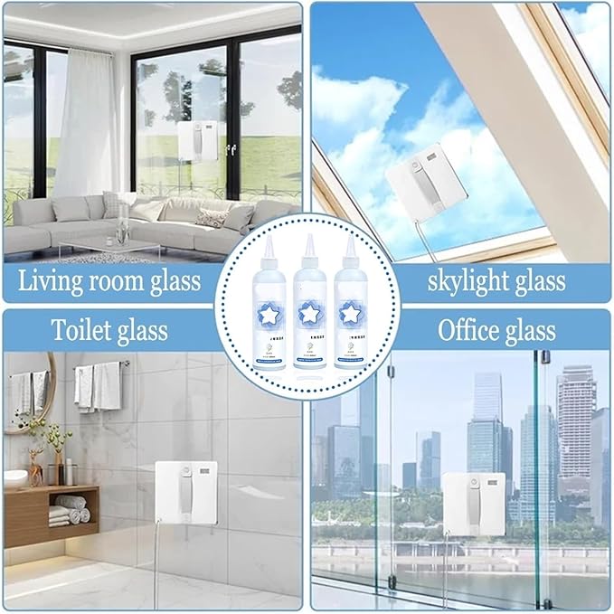 230ml Robotic Window Cleaner Liquid Compatible with ECOVACS Winbot W2 PRO OMNI/W2 OMNI/W2 PRO/W1 PR/W1/W850/960/MINI Multi-Surface Glass Cleaner Solution for Home/Office Windows(3pcs)