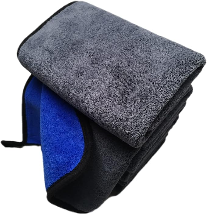 SOFTBATFY Ultrasoft Large Thick and Quick Drying Car Microfiber Cleaning Towel 800GSM Polishing Waxing Auto Detailing Towel Cloth (6pack16 x 16inches) (Grey-Blue)