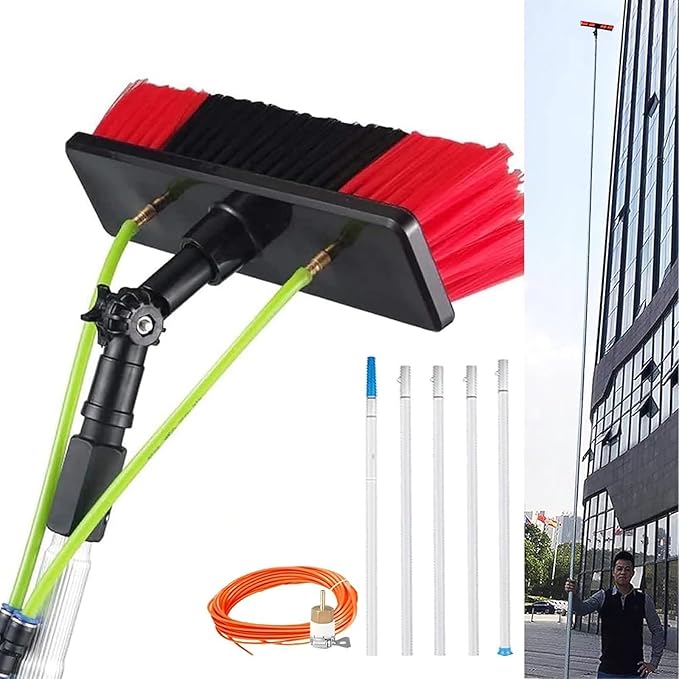 Window Cleaning Pole Extendable Cleaner Conservatory Roof Water Fed Telescopic Brush Cleaning Photovoltaic and Solar Panels (Color : 11m Rod Size : 30Cm Brush Head)