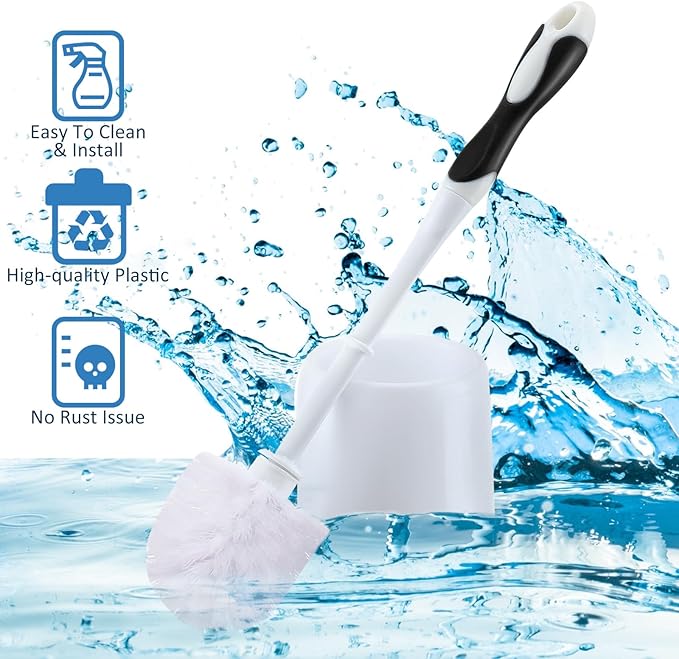 Tioncy 6 Pack 14.96 Inches Toilet Brush with Holder Toilet Bowl Brush and Caddy Set Stiff Bristles Scrubber for Bathroom Cleaning Supplies (BlackWhite)