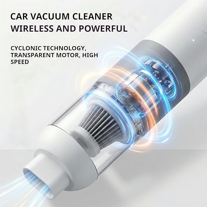 Wireless Car Vacuum Cleaner Portable Mini Vacuum 12000Pa Powerful Suction Dual Suction Modes Type-C Charging Handheld Vacuum Suitable for Cars Keyboards Office Desks Keyboards Pet Hair