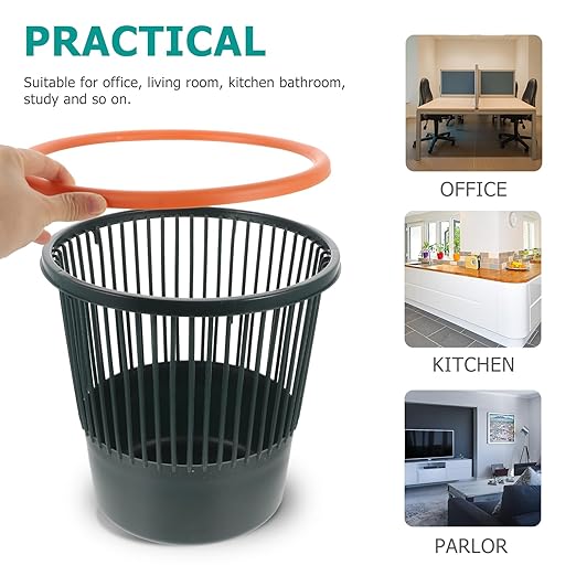 Rubbish Storage Can Garbage Container 26.5X26.5Cm Nordic Green Round Open Wastebasket Household Trash Can for Kitchen Bathroom Office