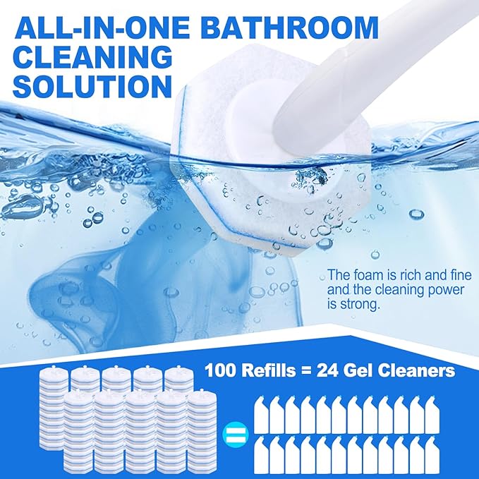 100pcs Disposable Toilet Brush Replacement HeadBathroom CleaningDisposable Bowl Cleaners Compatible with Most Toilet Brushes