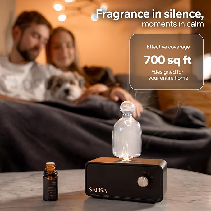Waterless Essential Oil Diffuser Scent Diffuser for Home 700 Sq. Ft. Portable Waterless Diffuser Nebulizing Cold Air Cordless Diffuser for Large Room Rechargeable Smart Hotel-Style