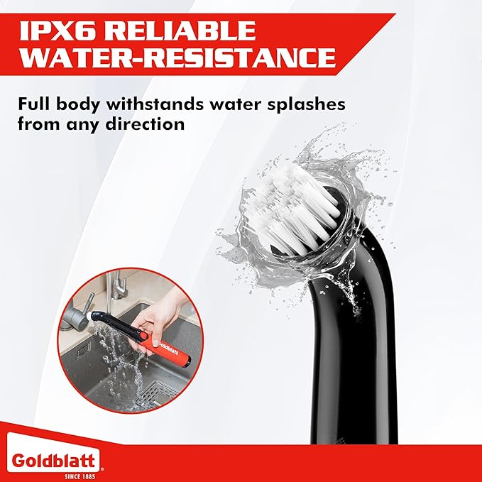 Goldblatt Cordless Electric Spin Scrubber 18-Piece Kit Power Scrubber with Battery Indicator Light Waterproof Electric Cleaning Brush for Grout Tile Bathroom Kitchen Cleaning