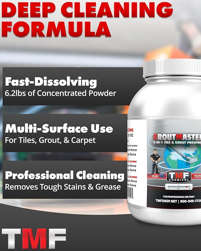 GroutMaster Tile &amp Grout Cleaner – Fast-Dissolving Powdered Solution for Deep Cleaning Concrete Stains Grease &amp Tough Stains Ideal for Residential &amp Commercial Use 6.5 lbs