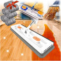 Large Flat Mop2024 New Large Flat MopSelf-contained Dewatering ScraperWall Cleaning with Long HandleMicrofiber Magic 360° with Dewatering Scraper 12027(White+6 Rag)