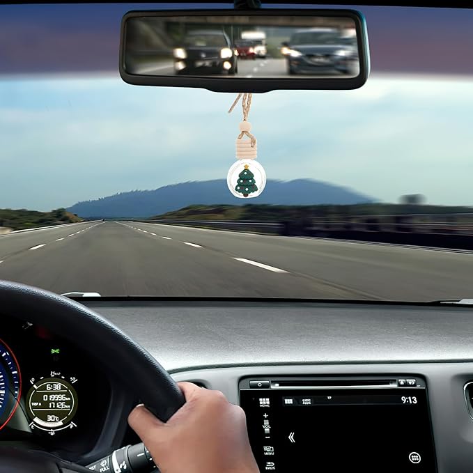 20 Pcs Hanging Car Air Freshener Diffuser Bottles Empty Glass Perfume Essential Oil Bottle Christmas Car Air Freshener Clear Diffuser Pendant for Holiday Decoration