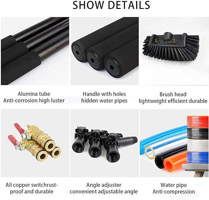 Window Cleaning Telescopic PoleWater Fed Extendable BrushSuitable for Cleaning Conservatory Roof Photovoltaic Panel Cleaning Tools9m(30ft)
