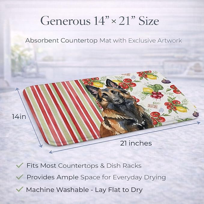 Caroline's Treasures Belgian Tervuren Vegetables Dish Drying Mat Absorbent Dish Drying Mat Pad for Kitchen Counter Dish Drainer Mat for Countertop 14 x 21 Multicolor