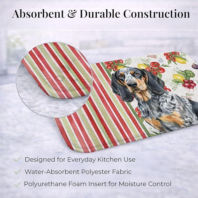 Caroline's Treasures Bluetick Coonhound Vegetables Dish Drying Mat Absorbent Dish Drying Mat Pad for Kitchen Counter Dish Drainer Mat for Countertop 14 x 21 Multicolor