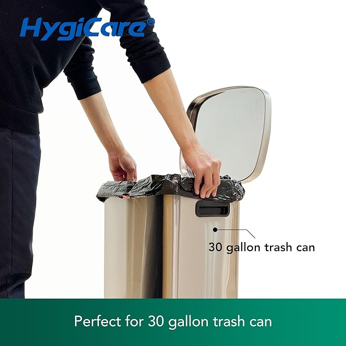 Ultra Strong 30 Gallon Trash Bags Unscented 120 Count Drawstring Garbage Bags Pre-Separated Eco-friendly Materials Leakproof Sturdy Black