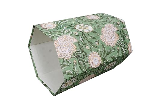Generic 3.3 Gallon Cotton Hand Block Printed Paper Waste Basket |Small Decorative Trash Can for Housewarming Gifts in Living Room Bedroom Bathroom | Eco-Friendly Plastic-Free (1 GREEN GE.)