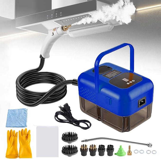 Handheld Steam Cleaner for Home 2500W High Pressure Steamer for Cleaning 9-Level Multipurpose Steam Cleaner for Car Floor Upholstery Kitchen Bathroom Grout Tile 14 Accessories Included (Dark Blue)