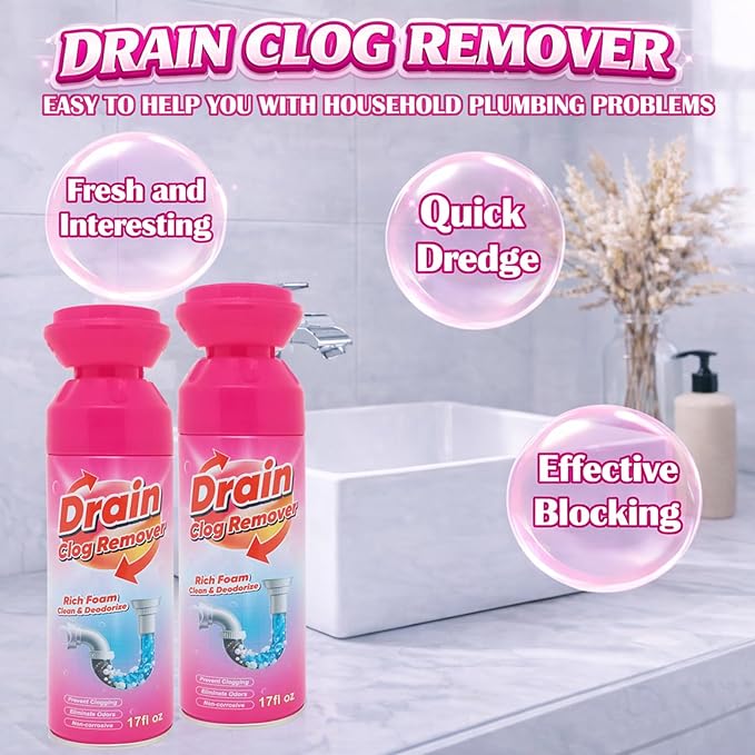 Foaming Drain Cleaner Sink Cleaner and Deodorizer Wild Tornado Drain Clog Remover for Kitchen Sinks Shower Drains Tubs (2pcs)
