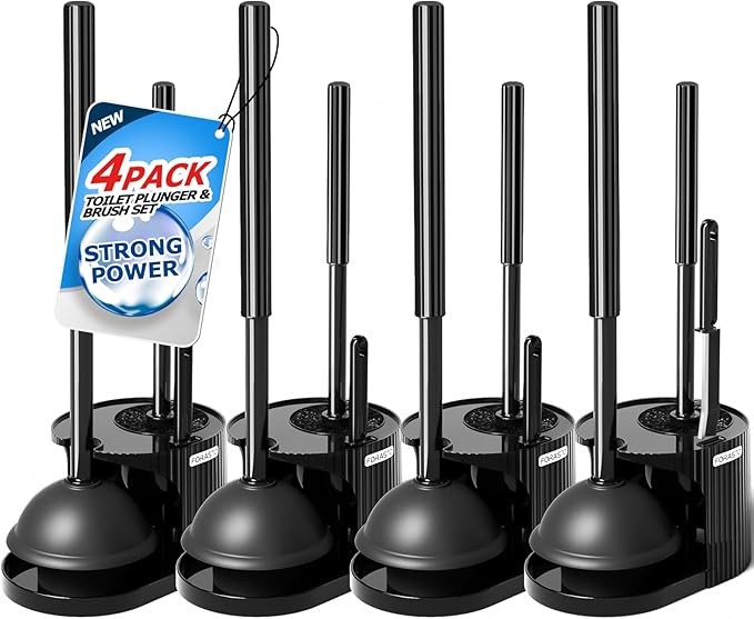 4Pack 3 in 1 Toilet Brush and Plunger SetToilet Bowl Brush Plunger SetToilet Brush Plunger ComboCleaning BrushCleaning Supplies Crevice Cleaning Brush Bathroom Cleaning Tools