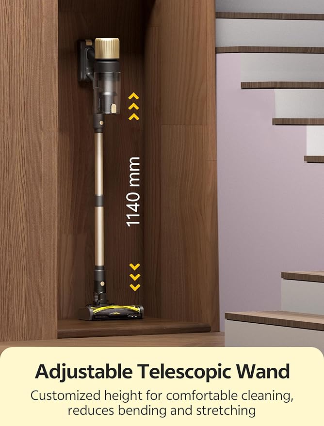 Ultenic Cordless Vacuum Cleaner 600W 60KPA 65mins Vacuum Cleaners for Home Cordless Stick Vacuum with Green Light Self-Standing &amp 180° Lay-Flat Anti-Tangled Brush for Floor/Carpet/Pet Hair