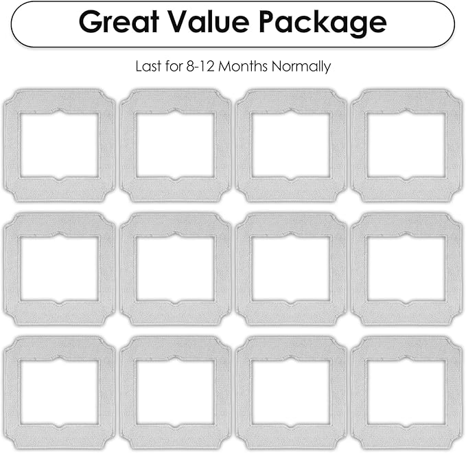 (12 Pack) Replacement Mop Pads Compatible with ECOVACS Winbot Mini Window Cleaning Robot Part No. W-CC02-0012 Washable Mop Cloths Accessories Kit Mop Pad Refill Replacement Kit