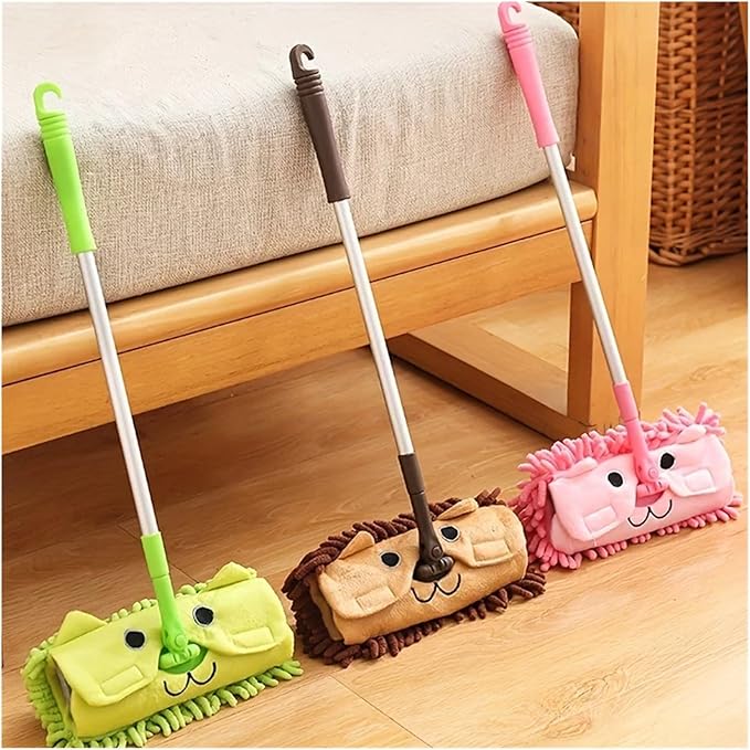 Portable Stretchable Floor Cleaning Tools Mop Dustpan Mini Sweeping House(White)