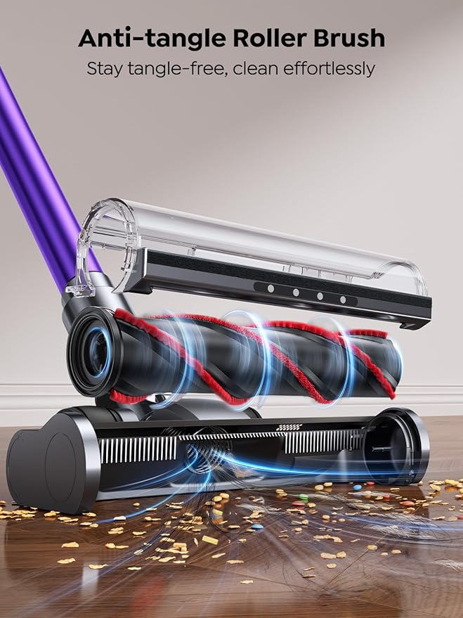 SMOTURE Cordless Vacuum Cleaner 650W 55KPA 70Mins Vacuum Cleaners for Home Cordless Stick Vacuum with LED Touch Screen Anti-Tangle Wireless Vacuum Handheld Vacuum for Pet Hair/Carpet/Floor