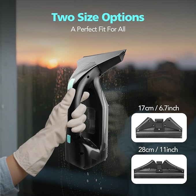Window Vacuum Cleaner Kit Cordless 35Min Runtime &amp 2 Suction Nozzles Cleaning Tool All-in-One Electric Squeegee Spray Kit for Streak-Free Windows Washing Shower Glass MirrorsCar