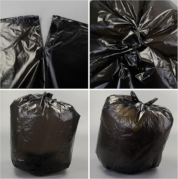 8 Gallon Black Trash Bags Waste Bin Liners for Kitchen Office (6 Rolls/150 Counts)