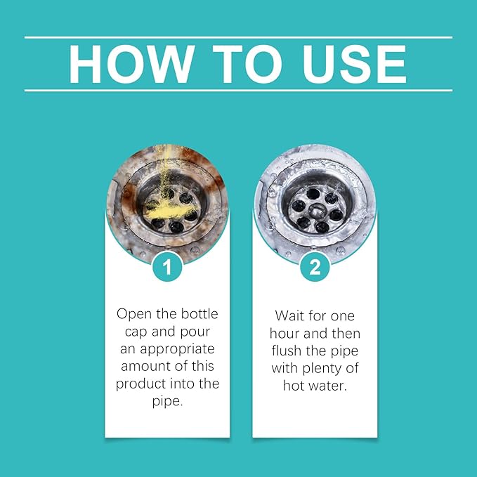 Drain CleanerStrength Drain Cleaner Powerful Pipe Dredging Agent Liquido Para Destapar Tuberias Sink Clog Remover Liquid (2PC)