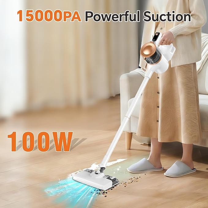 Cordless Vacuum Cleaner Powerful Vacuum Cleaners for Home with Mopping Function Water Tank Stick Vacuum Cordless Rechargeable Lightweight Vacuum for Pet Hair Hard Floors Carpet Gold
