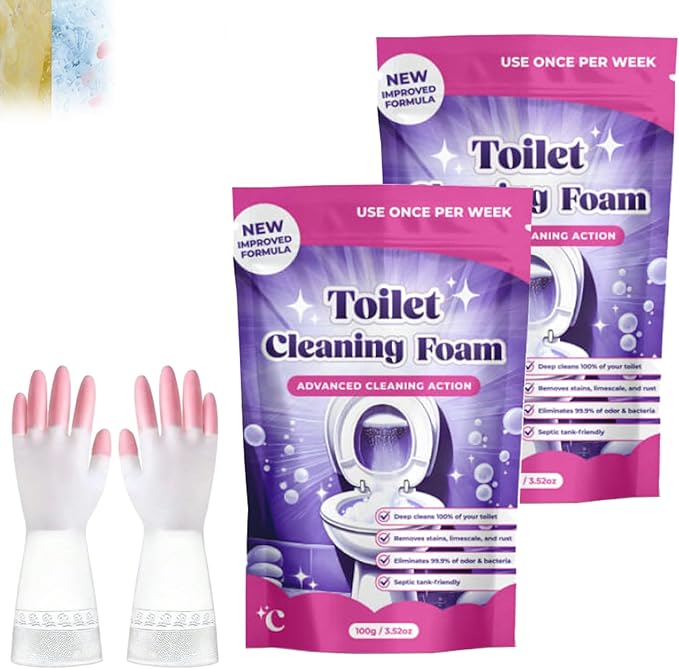 Upgrade Toilet Bowl Cleaner for Sparkling Clean Touch Free Foaming Cleaning Powder (2pcs)