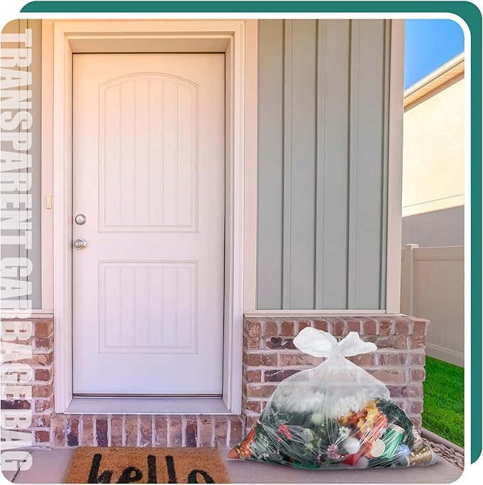 50 Pack 95-100 Gallon Trash Bags Clear Extra Large Plastic Recycling Heavy Duty Garbage Bags 59 x 71 1.2 Mil Trash Can Liners for Home Kitchen Office Garage Backyard Contractor Storage Outdoor