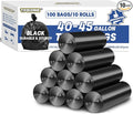 Large 40-45 Gallon Trash Bags Heavy Duty - 1.6 Mil Thick39''x47'' Strong Black Garbage Bags Unscented 100 Count Trash Can Liners for Construction Industrial Yard Outdoor Commercial