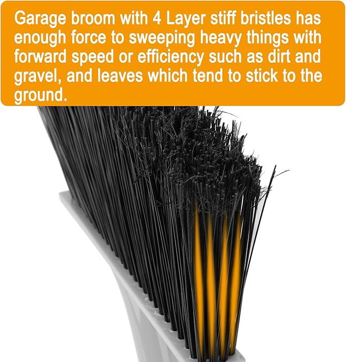 KeFanta 4 Packs Outdoor Broom Heavy Duty with 55 Long Handle Commercial Brooms for Sweeping Indoor Courtyard Restaurant Garage Patio Decks Mall Market Kitchen Office Lobby Shop