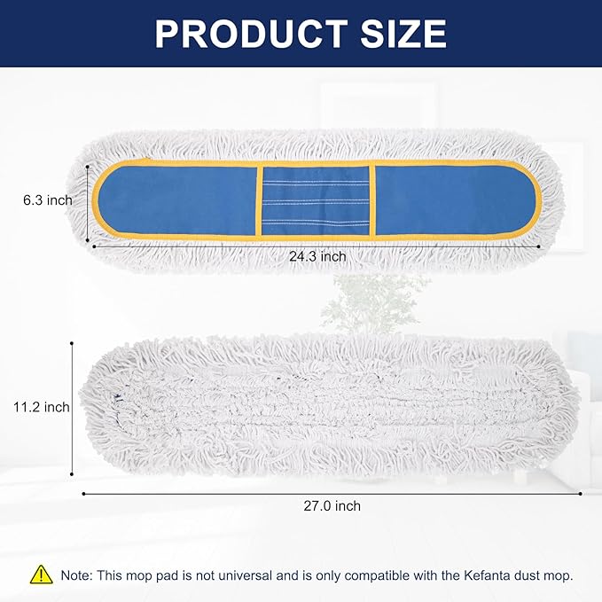 KeFanta 24 Commercial Dust Mop Replacement Heads3 Pack Reusable Industrial Dust Mop Pads Washable Cotton Dust Mop Refill for Floor Cleaning &amp Janitorial SuppliesOnly Fits:B0D7MKSZ8NB0FHHPTZHQ