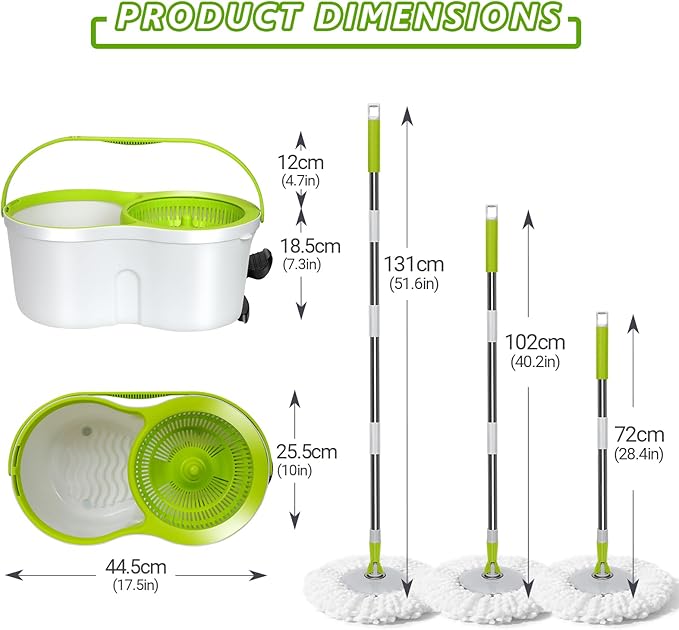Spin Mop Bucket SystemMasthome 360°Spin Mop and Bucket with Wringer SetEasyWring Microfiber Mop with 3 Mop PadsSpinning Floor Cleaning System for Floor Cleaning - Home &amp Office Suitable