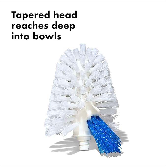 OXO Good Grips Toilet Brush with Rim-Cleaner Replacement Head White Plastic Handle 10-Inch