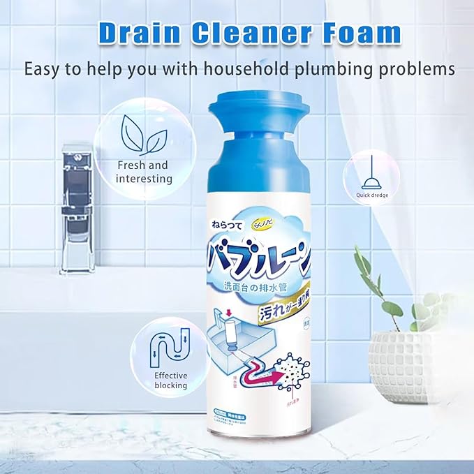 Drain Foam Cleaner Foam Drain Cleaner Powerful Sink and Drain Cleaner Foam Liquid Hair Drain Clog Remover Foaming Drain Cleaner for Kitchen Drain Sinks Tubs (2PCS)
