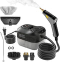Pressurized Handheld Steam Cleaner Portable Steamer for Cleaning with 1.2L Large Tank 15s Fast Heat-Up 6-Level Adjustable Powerful Steam Cleaner for Home Car Kitchen Tile Grout(Black)