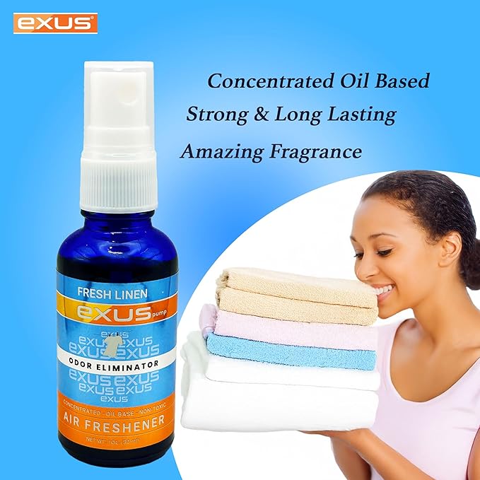 Exus Pump Spray Concentrated Oil Based Odor Eliminator &amp Air Freshener Use for house car bathrooms Kitchen office. Strong Air freshener Display Mix (20 Count)