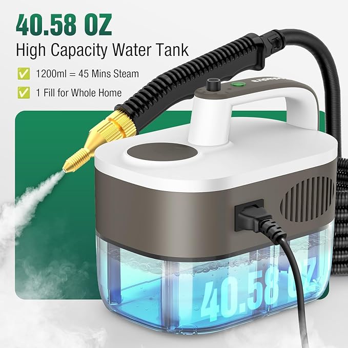 Steam Cleaner 10s Rapid Heating Steamer with 6 Levels 1.2L Water Tank Portable Powerful Steamer for Cleaning without chemicals Handheld Steam Cleaner for Home Car Grout Tile Floor Dirt