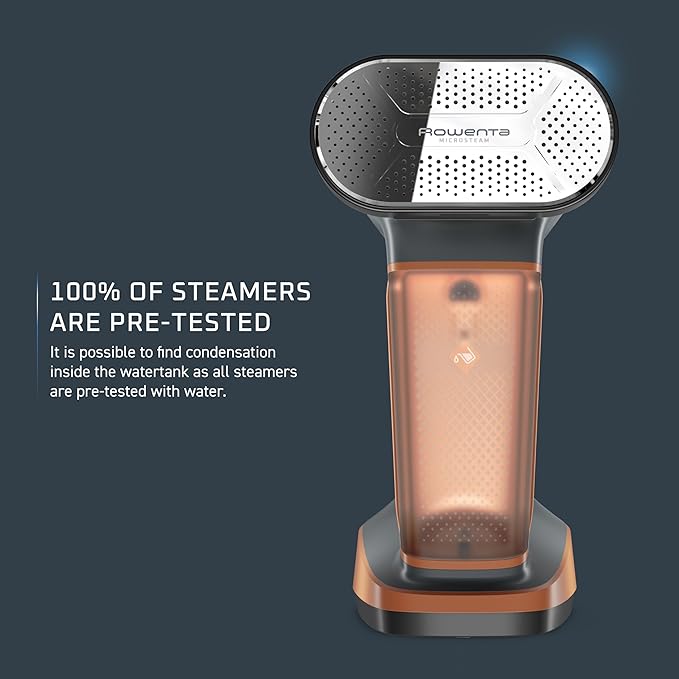Rowenta Iron Steamer for Clothes 3in1 Hand Held Steamers Clothing Steamer Ironing Lint Remover 7.1 Oz Tank 1875 Watts Auto-Off Black &amp Copper DR8855