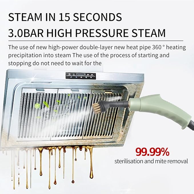 Handheld Steam Cleaner with Smart Touch Screen Portable High Pressure Steamer 6-Gears Adjustable Powerful Steame Cleaning Machine with 3 Brushes