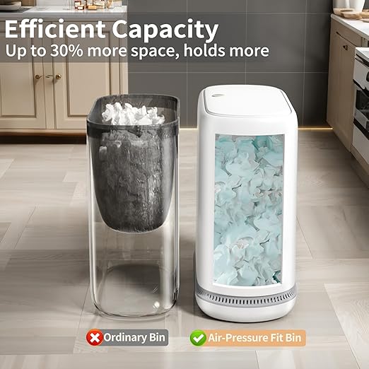 Bathroom Trash Can with Lid 3 Gallon Small Slim Garbage Bin with Auto-Adsorption &amp 75 Bags (5 Rolls) Mini Waste Basket Dog Proof for Bathroom Kitchen Office Bedroom Laundry Toilet Rv Whit