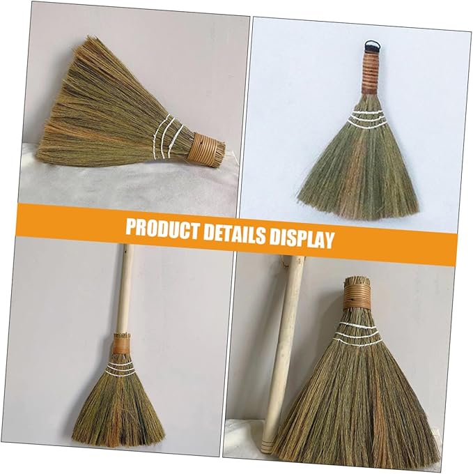 2pcs Handmade Soft Brooms with Detachable Handles Rustic Manual Cleaning Brushes for Indoor and Outdoor Home Use Space-Saving Lightweight Design