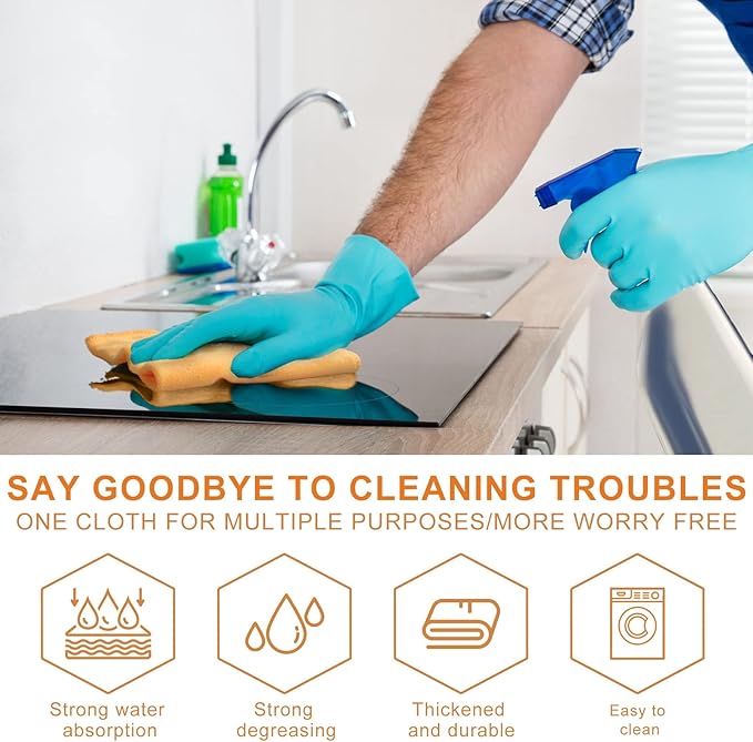 Nuenen Microfiber Cleaning Cloths for Cars 16 x 16 Inch Ultra Absorbent Car Towels Drying Reusable Cleaning Supplies House Kitchen Window Microfiber Towel(Yellow60 Pcs)