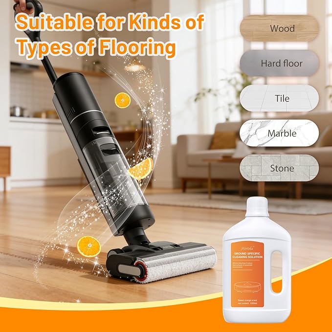 Sweet Orange Scent Floor Cleaning Solution Compatible with Dreame Cleaning Solution Floor Cleaner for Hardwood Tile Hardfloor Compatible Robot Vacuums with Mopping and Wet Dry Vacuum (2 bottles)
