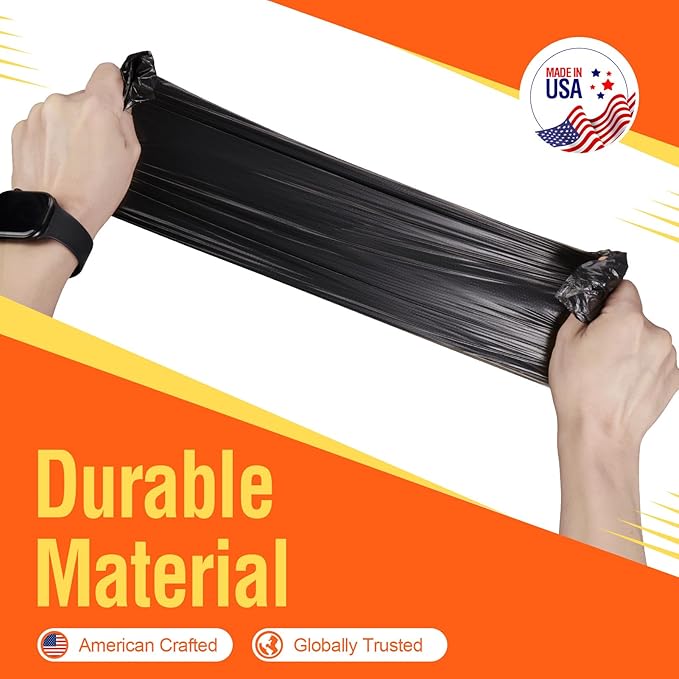 Delxo 55-60 Gallon Black Trash Bags 100 Count – 0.9 Mil Medium Duty Garbage Bags Thick Durable &amp Puncture-Resistant Plastic Perforated Design – Made in USA for Kitchen Yard Office &amp Part
