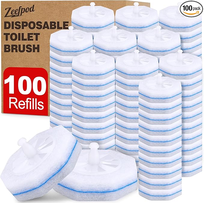 100 Count Disposable Toilet BrushToilet Cleaner Wand Refills Compatible with Most Toilet Brushes- No Falling Apart Fresh Fragrance4X Cleaning PowerBathroom Cleaning.
